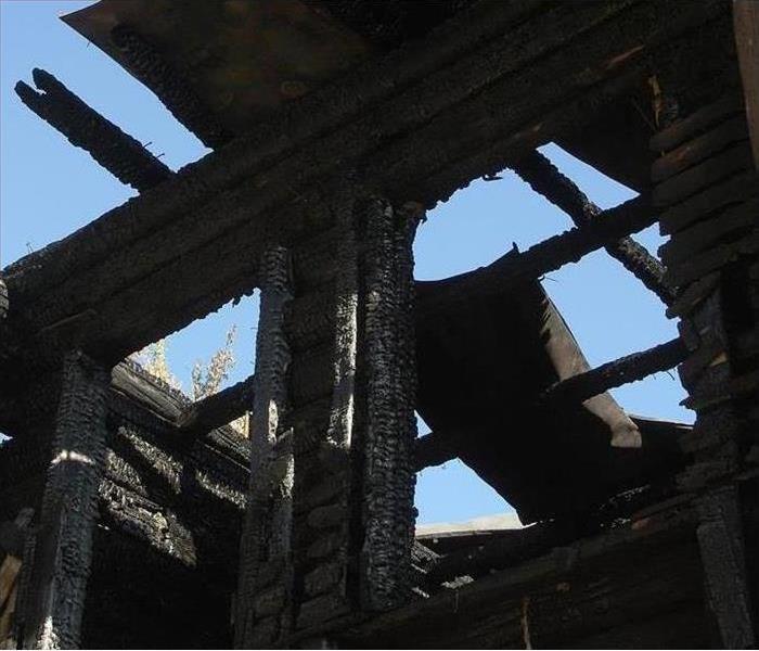 Structural damage from a house fire in Fort Worth